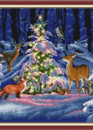 Набор для вышивания по нанесённой на канву схеме "christmas lights". aida 14ct printed, 44*35 см