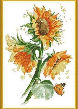 Набір для вишивання за нанесеною на канву схемою "sunflowers 2 ". aida 14ct printed, 32*44 см