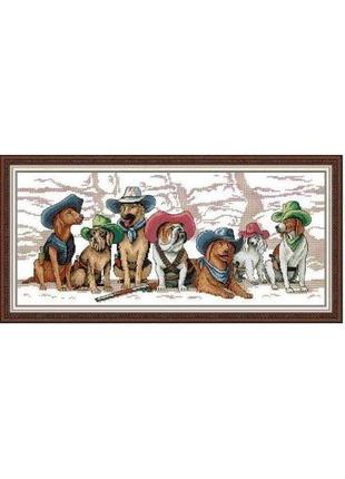 Набір для вишивання за нанесеною на канву схемою "houndstooth family". aida 14ct printed, 54*27 см