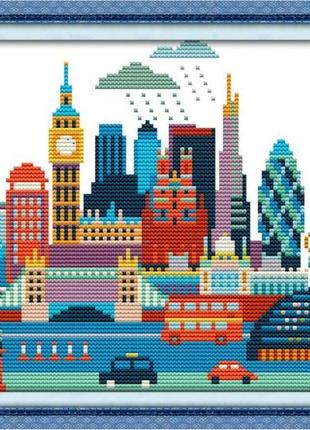 Набір для вишивання за нанесеною на канву схемою "cityscape-london". aida 14ct printed 27*21 см