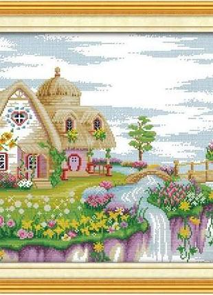 Набор для вышивания по нанесённой на канву схеме "dream land place". aida 14ct printed,54*39см