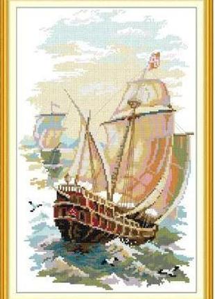 Набір для вишивання за нанесеною на канву схемою "sail away". aida 14ct printed 29*43 см