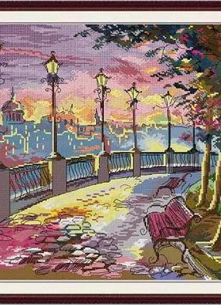 Набір для вишивання за нанесеною на канву схемою "street lights". aida 14ct printed 41*41 см