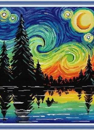 Набор для вышивания по нанесённой на канву схеме "starry sky". aida 14ct printed 41*47 см