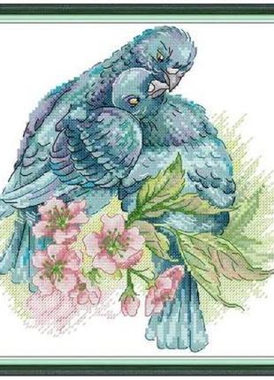 Набор для вышивания по нанесённой на канву схеме "spring tenderness of little bird". aida 14ct printed 25*27 с