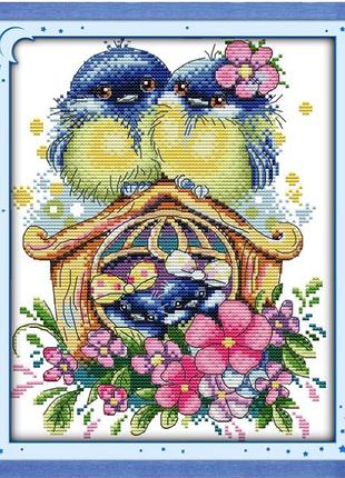 Набор для вышивания по нанесённой на канву схеме "warm home". aida 14ct printed 22*29 см