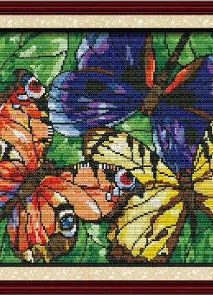 Набор для вышивания по нанесённой на канву схеме "colorful butterflies". aida 14ct printed, 38*33 см