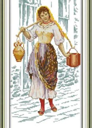 Набір для вишивання за нанесеною на канву схемою "working woman two". aida 14ct printed 25*44 см
