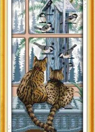 Набір для вишивання за нанесеною на канву схемою "look at each other". aida 14ct printed, 29*55 см