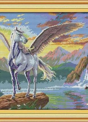 Набір для вишивання за нанесеною на канву схемою "flying horse ". aida 14ct printed, 54*43 см