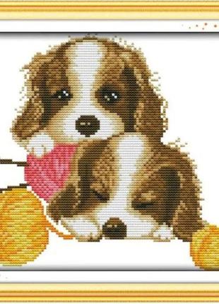 Набір для вишивання за нанесеною на канву схемою "dogs with wool". aida 14ct printed, 27*22 см