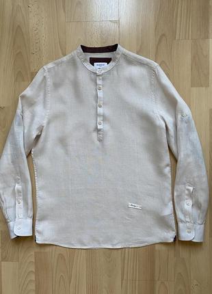 Льняная рубашка с воротником стойка markup италия