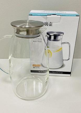 Глечик скляний із металевою кришкою 2,2 л stenson r92796