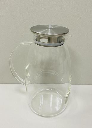Глечик скляний із металевою кришкою 2,2 л stenson r927962 фото