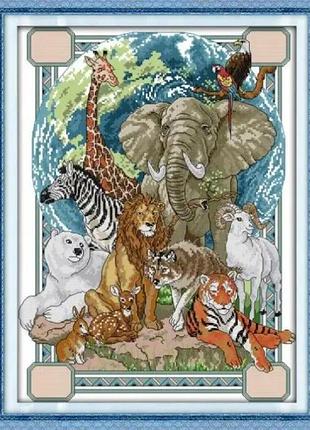 Набор для вышивания по нанесённой на канву схеме "animal".aida 14ct printed , 37*48 см