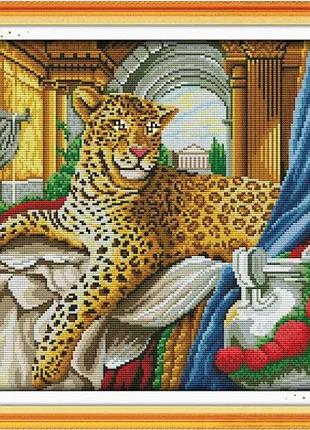 Набір для вишивання за нанесеною на канву схемою "leopard". aida 14ct printed, 44*36 см