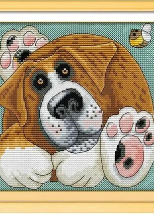 Набір для вишивання за нанесеною на канву схемою "bigfoot dog". aida 14ct printed, 20*20 см