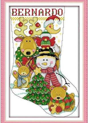 Набір для вишивання за нанесеною на канву схемою "christmas stockin5" . aida 14ct printed, 32*47 см