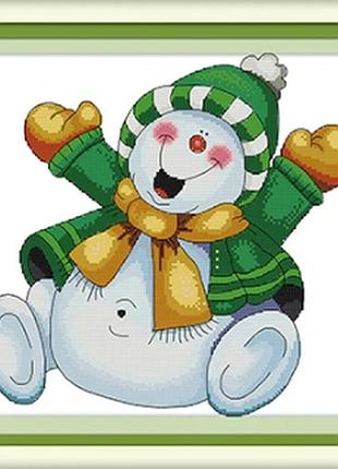 Набір для вишивання за нанесеною на канву схемою "snowman (2)".aida 14ct printed, 34*33 см