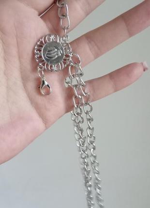 Пояс цепочка многослойная на талию металлический серебряный модный новый