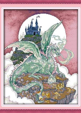 Набір для вишивання за нанесеною на канву схемою "dragon".aida 14ct printed, 40*49 см