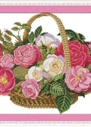 Набор для вышивания по нанесённой на канву схеме "rose basket". aida 14ct printed, 44*32 см