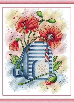 Набір для вишивання за нанесеною на канву схемою "schoolbag & yumes".aida 14ct printed , 18*22 см