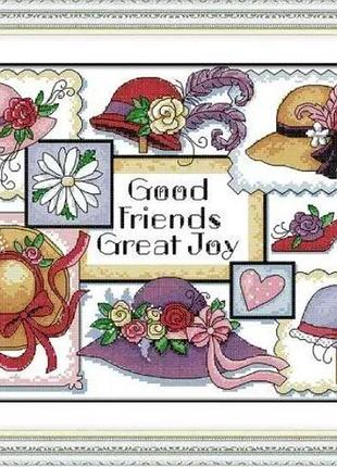 Набір для вишивання хрестиком по нанесеному на канву схемі "good friends great" . aida 14ct printed, 41*31 см