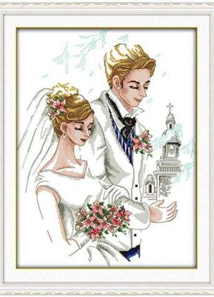 Набор для вышивания по нанесённой на канву схеме "wedding (4)". aida 14ct printed 36*46 см