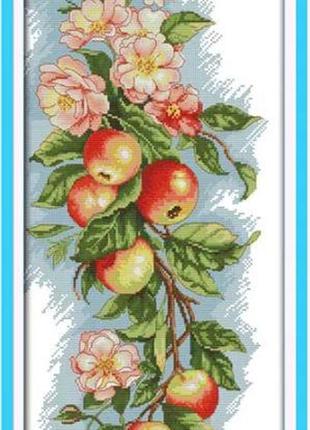 Набір для вишивання за нанесеною на канву схемою "flowers and apples". aida 14ct printed 31*57 см