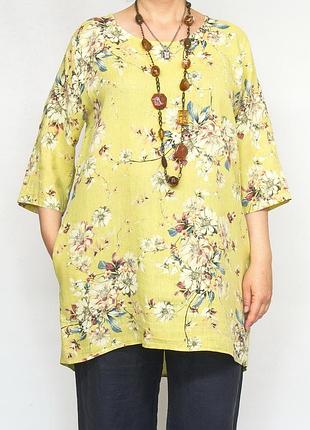 Блуза льняная, туника, florencia, италия. лен.