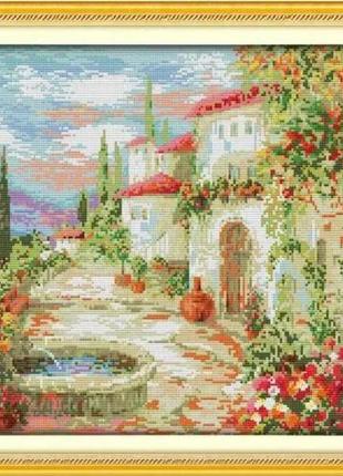 Набір для вишивання за нанесеною на канву схемою "a beautiful garden 3".aida 14ct printed , 48*37 см