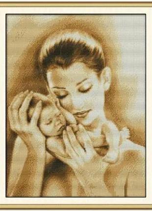 Набір для вишивання за нанесеною на канву схемою "mother and son". aida 14ct printed, 34*44 см