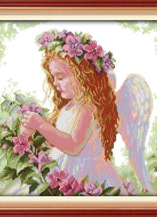 Набор для вышивания по нанесённой на канву схеме "a beautiful angel (2) ". aida 14ct printed, 35*35 см