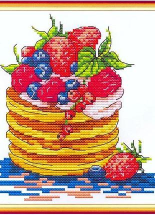 Набір для вишивання за нанесеною на канву схемою "dessert 2". aida 14ct printed, 18*19 см