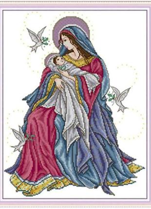 Набір для вишивання за нанесеною на канву схемою "madonna and hild 20". aida 14ct printed 36*46 см