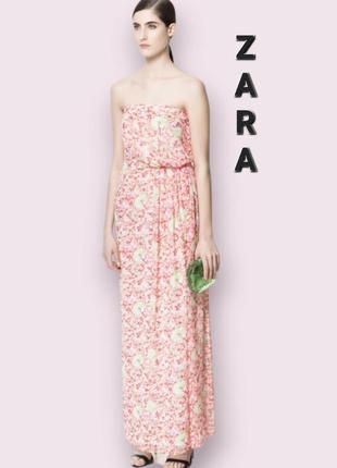 Шифонове довге максіплаття без бретелей zara