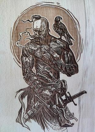 Картина дерево ⚒ козак воїн яструб handmade