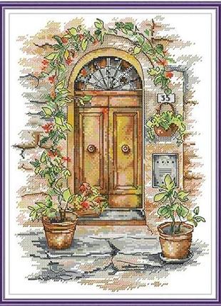 Набір для вишивання за нанесеною на канву схемою "four seasons door of summer".aida 14ct printed, 29*37 см