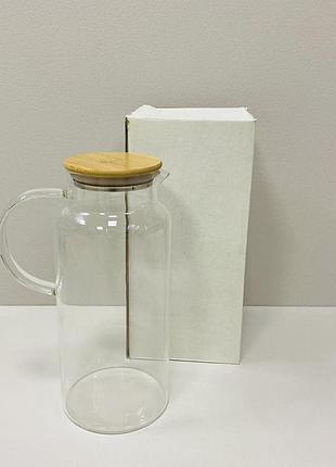 Глечик скляний із бамбуковою кришкою 2 л stenson r92799