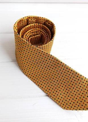 Шовковий жовтий галстук в горох3 фото