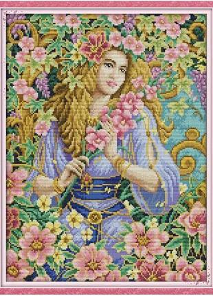 Набір для вишивання за нанесеною на канву схемою "flower fairy(2)" . aida 14ct printed, 34*44 см