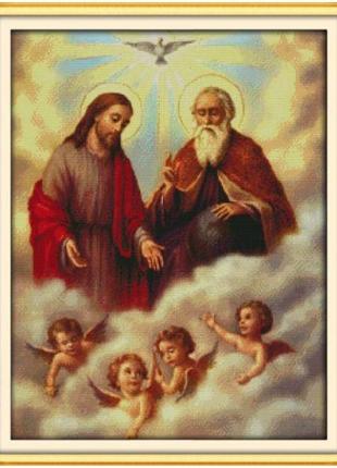 Набір для вишивання за нанесеною на канву схемою "jesus and cherubs". aida 14ct printed 46*57 см