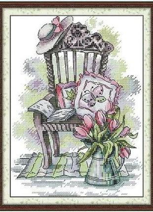 Набір для вишивання за нанесеною на канву схемою "a chair". aida 14ct printed 21*29 см