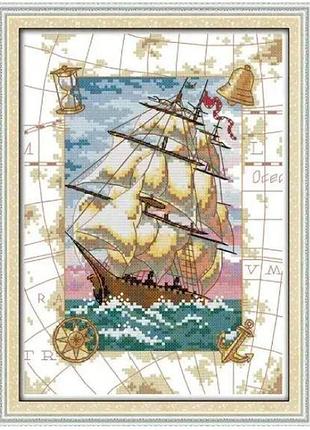 Набір для вишивання за нанесеною на канву схемою "oceangoing voyage ". aida 14ct printed, 22*31 см
