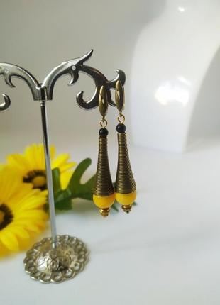 Серьги подвески с нефритом и агатом2 фото