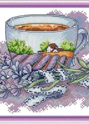Набір для вишивання за нанесеною на канву схемою "french teacup". aida 14ct printed, 27*20 см