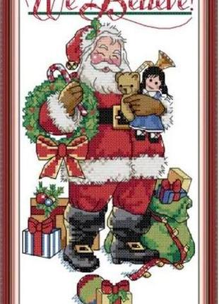 Набор для вышивания по нанесённой на канву схеме "santa claus (6)". aida 14ct printed, 17*31 см