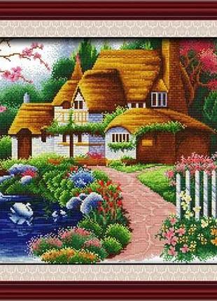 Набір для вишивання за нанесеною на канву схемою "dream cabin". aida 14ct printed 63*47 см
