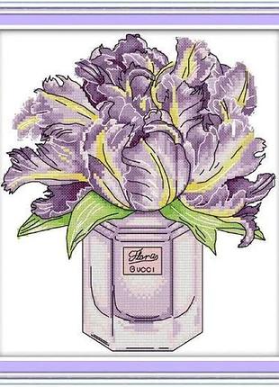 Набір для вишивання за нанесеною на канву схемою "iris vase". aida 14ct printed, 26*29 см